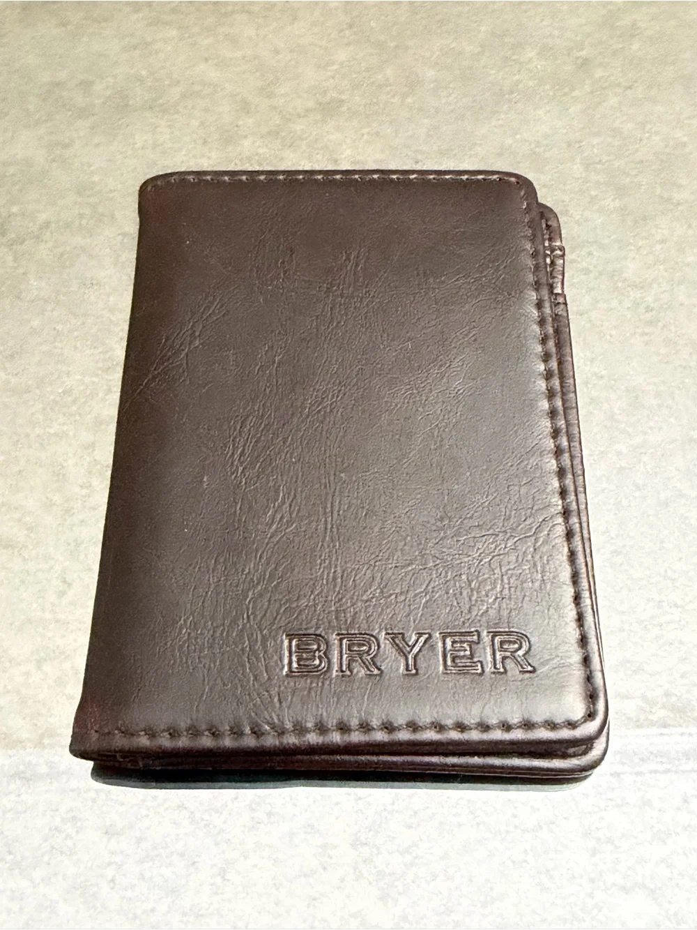 Bryer Brown Leather Card & Key Holder - Breyer Embossed